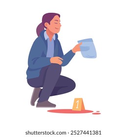 Inspecting Detective Woman Character Investigating Case Vector Illustration