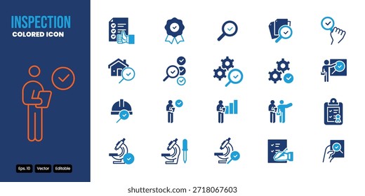 Diseño de Vector de conjunto de iconos de color de inspección bueno para el Web y el App móvil