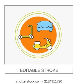  Inspection concept line icon.Transporting passengers. Scooter. Car service.Vector isolated conception metaphor illustration.Editable stroke