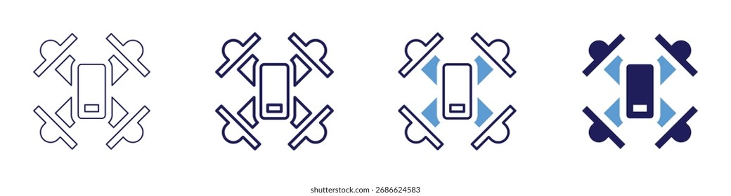 Inspection drone icon in 4 different styles. Thin Line, Line, Bold Line, Duotone. Duotone style. Editable stroke.