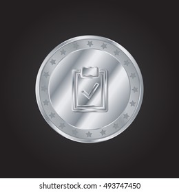 Inspection embossed realistic silver / platinum coin precious Icon / Logo Design