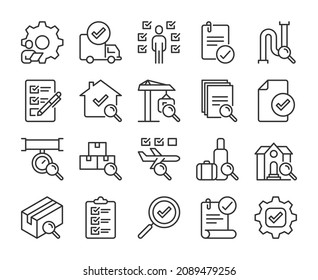 Inspection Expertise line icons set. Editable Stroke.