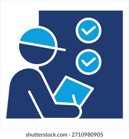 Estilo de icono azul plano de inspección