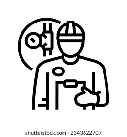 inspection gas service line icon vector. inspection gas service sign. isolated contour symbol black illustration