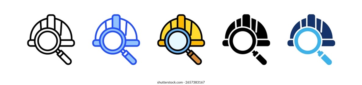 Inspection Helmet Icon Collection With Multiple Styles