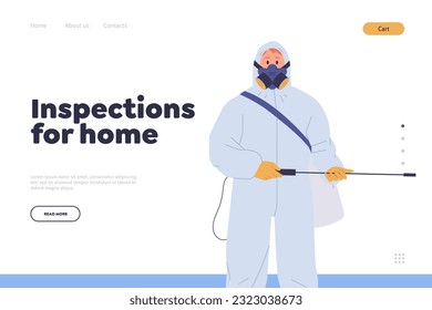 Inspection for home landing page design website template offering professional house disinfection