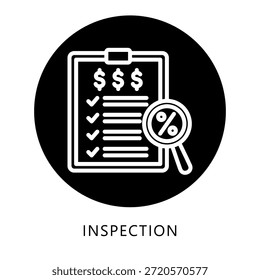 Inspection Icon Button, Mini Illustration Relate To Taxation, Financial Report. Use For Modern Concept, Ui, Ux Web And App Development.