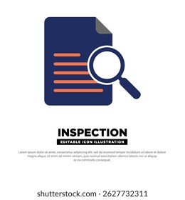 Inspection Icon. Document with Magnifying Glass Representing File Check or Audit. Editable Vector.