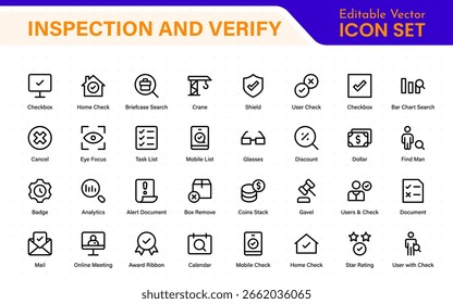 Inspection icon in filled, thin line, outline, and stroke style. Vector illustration of two colored and black inspection vector icon designs can be used for mobile, web.