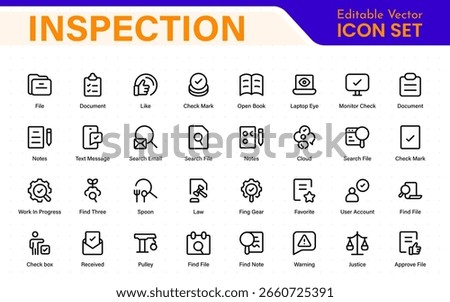 Inspection icon in filled, thin line, outline, and stroke style. Vector illustration of two colored and black inspection vector icon designs can be used for mobile, web.