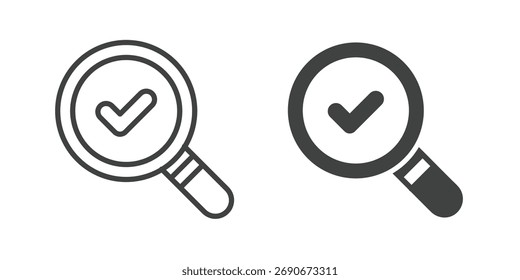 Icono de inspección. Icono de línea y glifo sólido