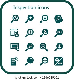  inspection icon set. 16 filled inspection icons. Simple modern icons about  - Search, Zoom in, Zoom