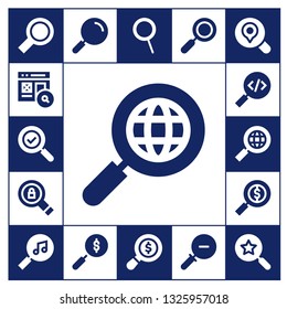 inspection icon set. 17 filled inspection icons.  Simple modern icons about  - Search, Zoom, Zoom out