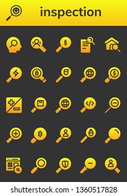 inspection icon set. 26 filled inspection icons.  Collection Of - Search, Zoom, Zoom out