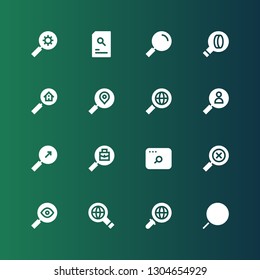 inspection icon set. Collection of 16 filled inspection icons included Searching, Search