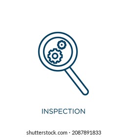 inspection icon. Thin linear inspection outline icon isolated on white background. Line vector inspection sign, symbol for web and mobile