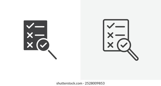 Conjunto de iconos de Vector de inspección en color blanco y negro.