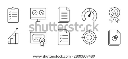 Inspection icons in line style. Vendor Assessment icons in line design. Vector illustration isolated on white background. EPS 10