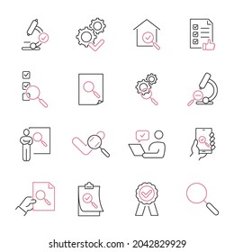 Inspection icons set. Inspection pack symbol vector elements for infographic web