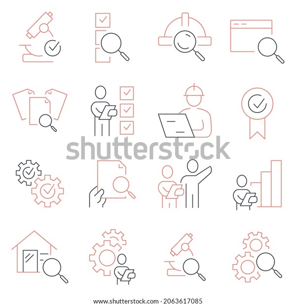 Inspection Icons Set Inspection Pack Symbol Stock Vector (Royalty Free ...