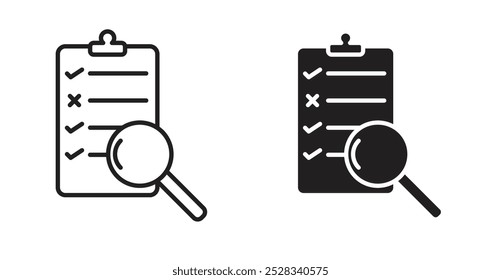 Inspection icons. Vector set in filled and line style.