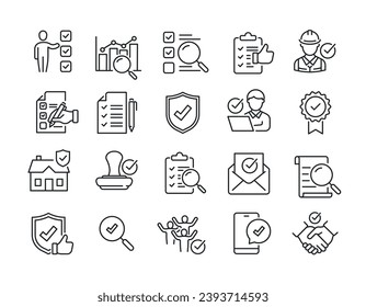 Iconos de la línea de inspección. Trazo editable. Para diseño de marketing de sitios web, logotipo, aplicación, plantilla, ui, etc. Ilustración vectorial.