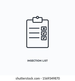 Inspection list outline icon. Simple linear element illustration. Isolated line Inspection list icon on white background. Thin stroke sign can be used for web, mobile and UI.