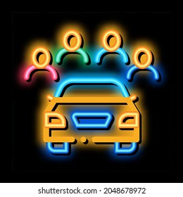 inspection of machine by group of people neon light sign vector. Glowing bright icon inspection of machine by group of people sign. transparent symbol illustration