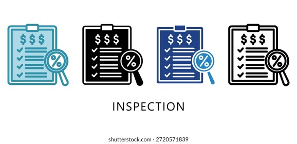 Icono de múltiples estilos de inspección. Mini Ilustración Relacionada Con La Fiscalidad, Informe Financiero. Uso Para El Concepto Moderno, Ui, Web Ux Y Desarrollo De App.