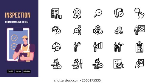 inspection outline icon set vector design good for web and mobile app