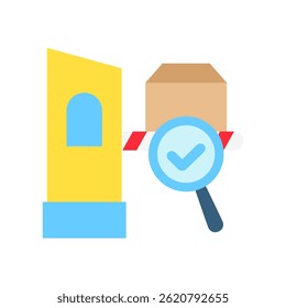 Ponto de inspeção mini ilustração ícone de cor plana, uso para guerras comerciais, economia, negócios, finanças, concorrência econômica, UI, kit UX, desenvolvimento de aplicativos e web, digital ou impresso.