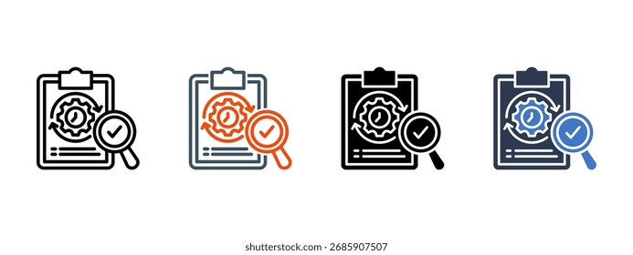 Inspection Report multiple icon style vector illustration