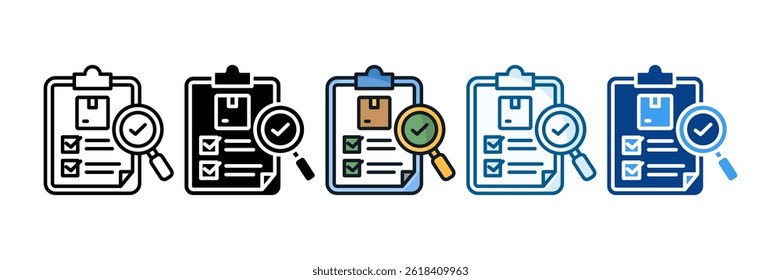 Colección de varios estilos del conjunto de iconos de informes de inspección