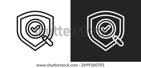 Inspection Shield Outline Icon In Black And White Filled Style