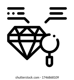 Inspektionsstudium Diamantsteinsymbol Vektorgrafik. Prüfstuhl für Diamantsteine. einzelne Kontursymbolgrafik