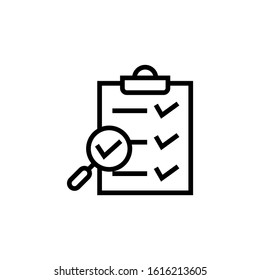 Inspection vector icon in outline style icon, isolated on white background