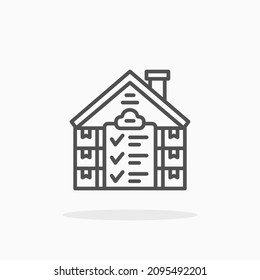 Inspection Warehouse icon. Editable Stroke and pixel perfect. Outline style. Vector illustration. Enjoy this icon for your project.