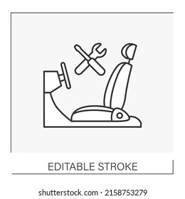  Inspections line icon. Fix car seat for comfortable trip. Car service concept. Isolated vector illustration. Editable stroke