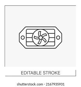  Inspections Line Icon. Radiator Repair. Change Radiator To Eliminate Excess Heat From Engine.Car Service Concept. Isolated Vector Illustration. Editable Stroke