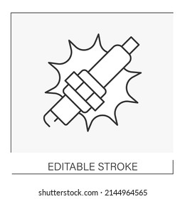  Inspections Line Icon. Spark Plugs Replacement. Change Spark Plugs For Internal Combustion Engine.Car Service Concept. Isolated Vector Illustration. Editable Stroke