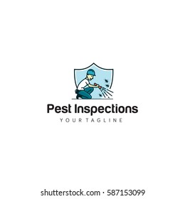 Inspections Pest Vector illustration shape house and leaves for property logo.