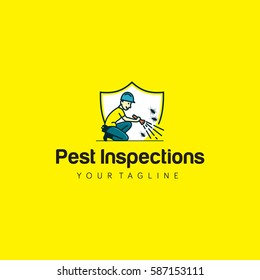 Inspections Pest Vector illustration shape house and leaves for property logo.