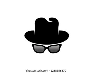 inspector detector hat and glasses logo vector