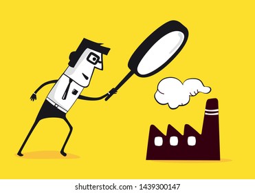 An inspector examines the factory.