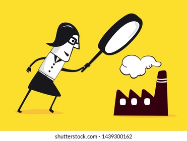 An inspector examines the factory.