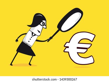 An inspector examines the money.