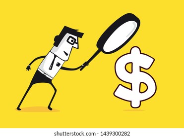 An inspector examines the money.