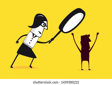 An inspector examines the person.