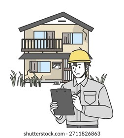 Inspector examinando una propiedad vacía deteriorada