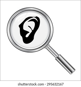 inspector health with ear vector black data icon